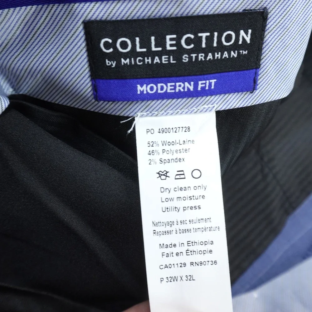 NEW Michael Strahan Pants Mens 32X32 Blue Pinstripe Wool Dress Chino Trouser